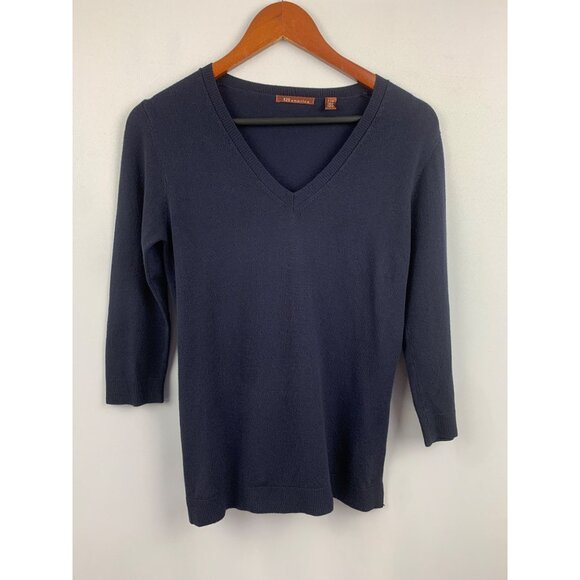 525 America Womens Navy V-Neck Sweater S Rayon/Nylon - Picture 1 of 6